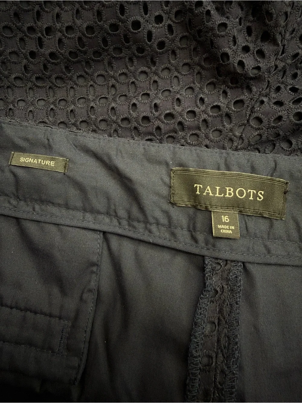 Talbots Navy Blue Eyelet Signature Fit Dress Pants, Size 16